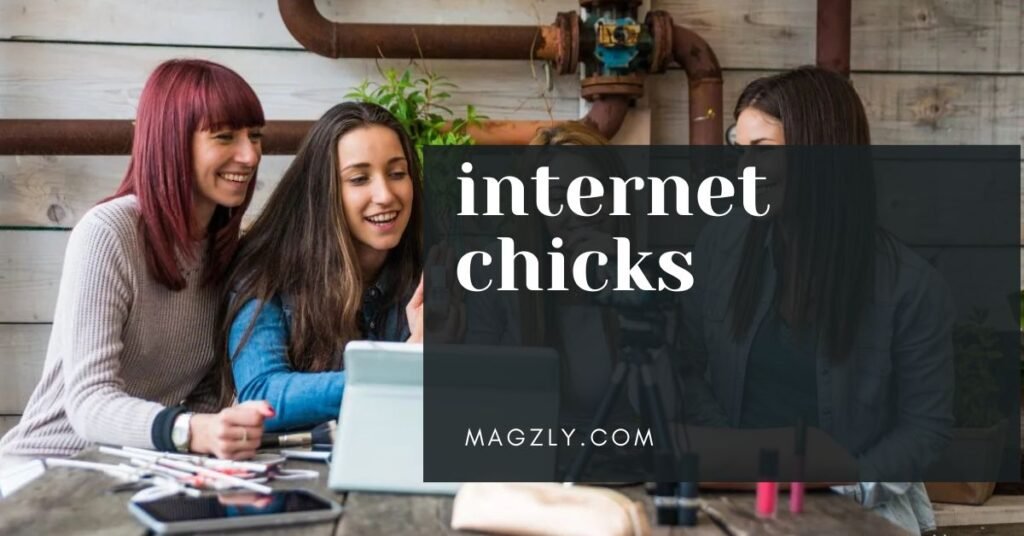 “Charli D’Amelio dancing in a TikTok video as an internetchick” “Instagram influencer posting a new fashion look for her followers” “Lilly Singh hosting a late-night show, representing the rise of internetchicks” “Group of young women creating content for their social media platforms” “Addison Rae making a TikTok dance video showcasing her influence”